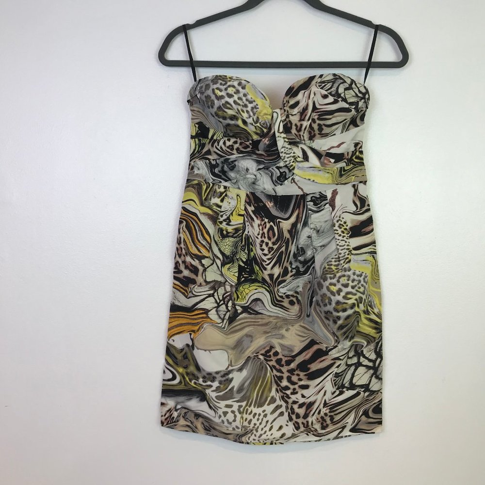 Leifsdottir womens dress strapless animal print sz